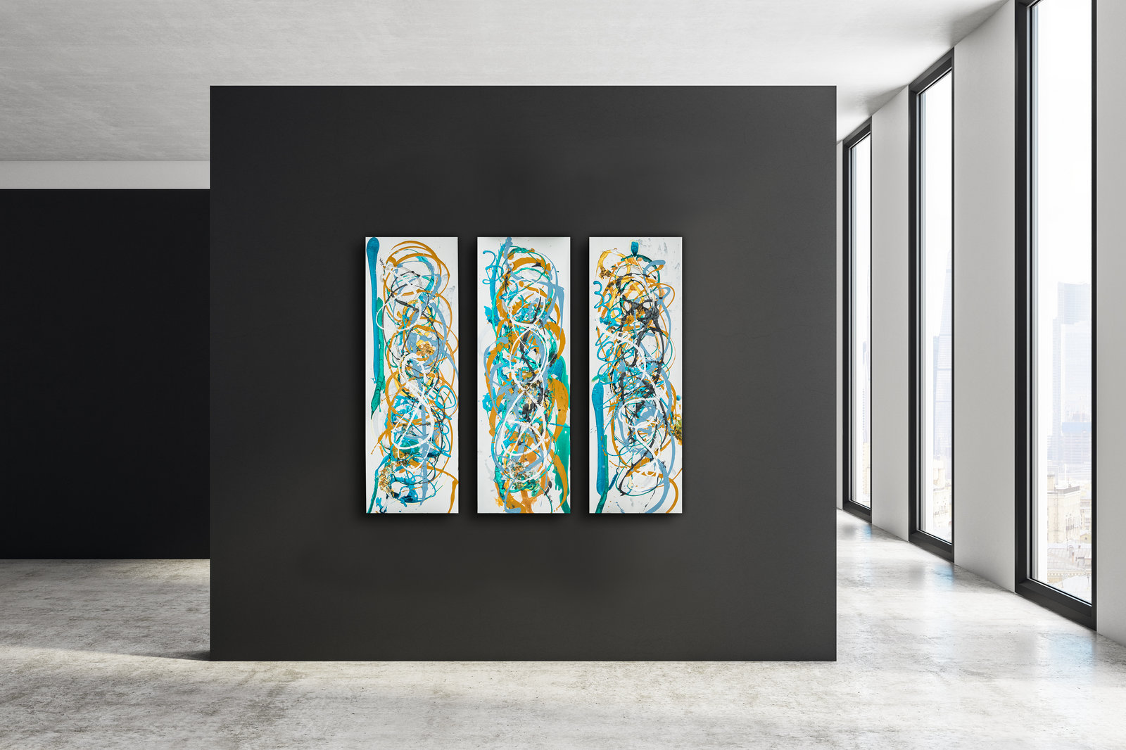Drei Ströme, 120cm x 40cm
